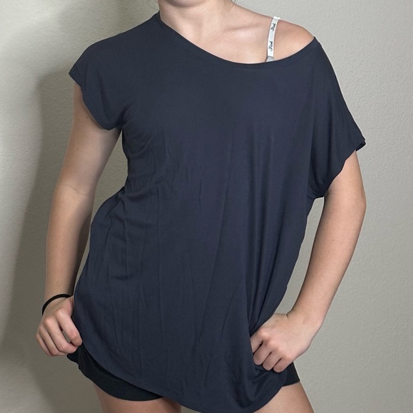 Double Zero brand Super Soft Swoop Bottom Tee - Navy, Small - Picture 5 of 12